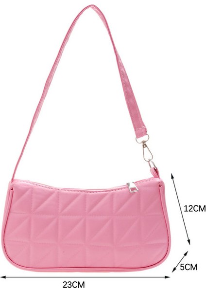 Pembe Pu Moda Koltukaltı Çanta Basit Keçe Üst Saplı Çanta Hafta Sonu Tatili Için Su Geçirmez Taşınabilir Zarif Timsah Omuz Çantası (Yurt Dışından)