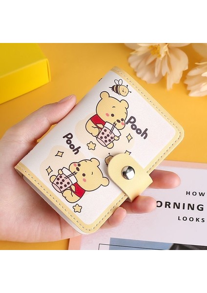 B Miniso Winnie The Pooh Karikatür Kart Tutucu Antimanyetik Çoklu Kart Taşınabilir Hafif ve Taşınabilir Ehliyet Saklama Çantası (Yurt Dışından)