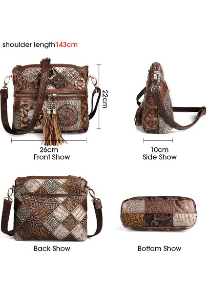 050010251-1 Kadın Deri Çanta Tasarımcısı Marka Bohemian Crossbody Çanta Hakiki Deri Retro Lüks Omuz Bayan Püsküllü Çanta Etnik Tarzı (Yurt Dışından)