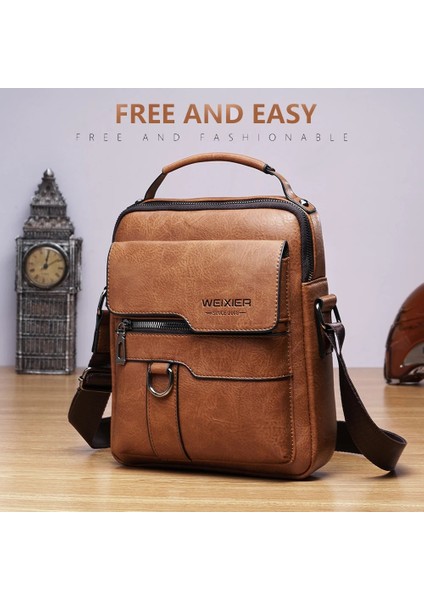 Siyah Erkek Vintage Deri Crossbody Omuz Çantaları Yüksek Kaliteli Tote Moda Iş Adamı Messenger Çanta Deri Çanta Fanny Paketi (Yurt Dışından) fiyatları