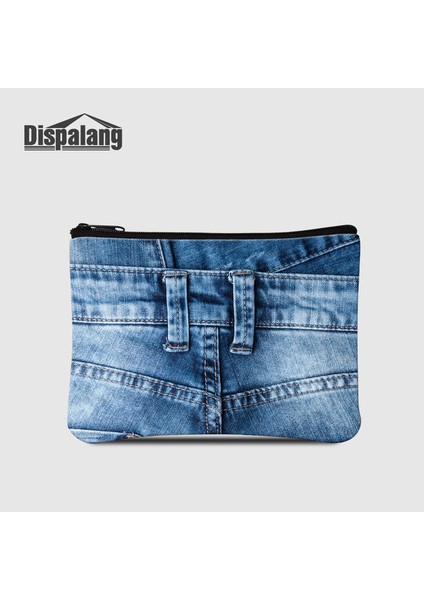 Coin Purse2 Dispalang Kadın Sikke Çantalar Denim Baskılı Kadın Küçük Açık Havada Cüzdan Kızlar Fermuarlı Debriyaj Çocuk Mini Para Çantaları Anahtar Kılıfı (Yurt Dışından)