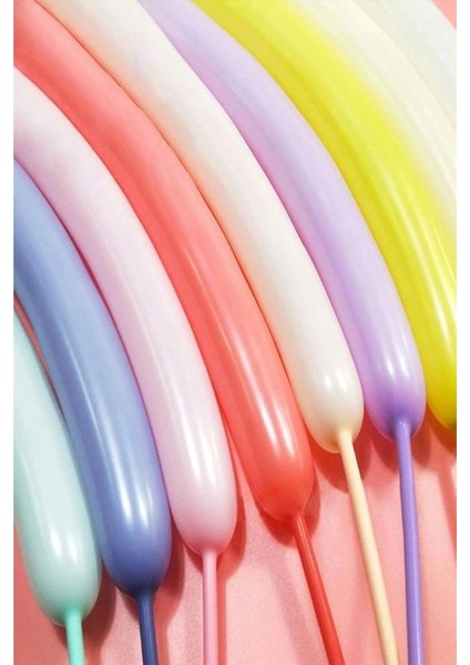 Makaron Soft Sosis Balon Karışık Renk Uzun Ince Balon 1 Adet Balon Pompası 100'Lü modelleri