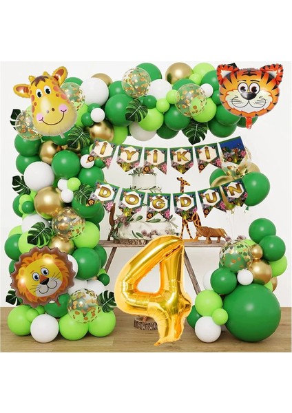 Balon Safari Temalı Doğum Günü Seti Parti Eğlence Kutlama Seti