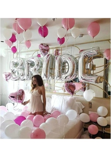 Gümüş Renkli Bride 100 cm Büyük Boy Folyo Balon Bride Seti fırsatları