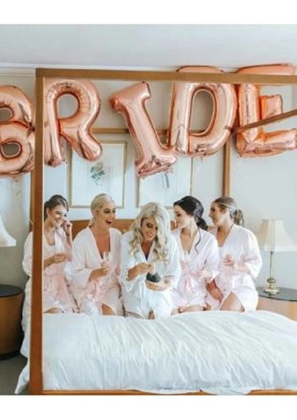 Rose Gold Renkli Bride 100 cm Büyük Boy Folyo Balon Bride Seti