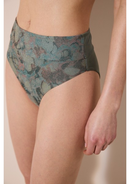 Estela Vintage Yüksek Bel Mesh Detaylı Çok Renkli Bikini Altı