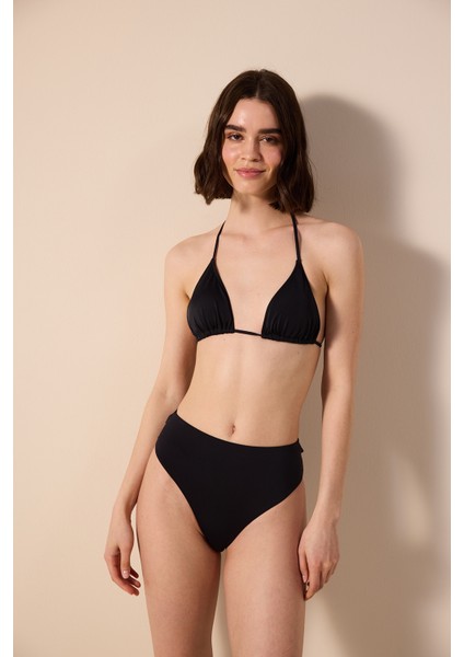 Glory Yüksek Bel V Siyah Bikini Altı