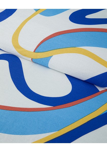 Abstract Marine Çift Kişilik Nevresim Seti Lacivert-Turuncu modelleri