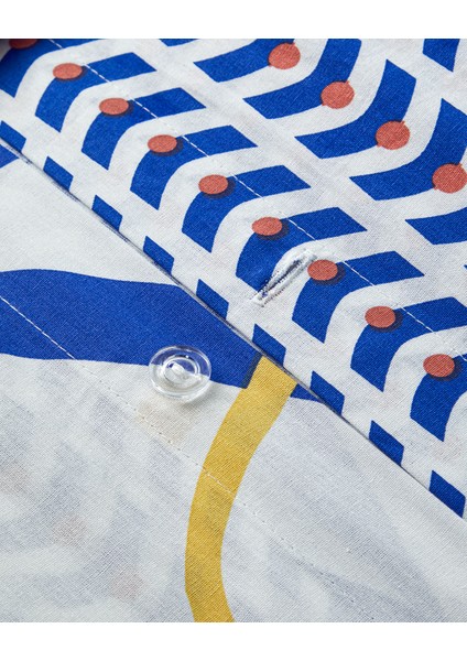 Abstract Marine Çift Kişilik Nevresim Seti Lacivert-Turuncu indirimleri