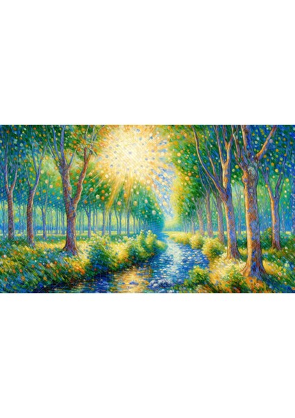 Güneşli Renkli Orman Manzaralı Arkaplan 200 x 150 cm Fon Duvar Örtüsü