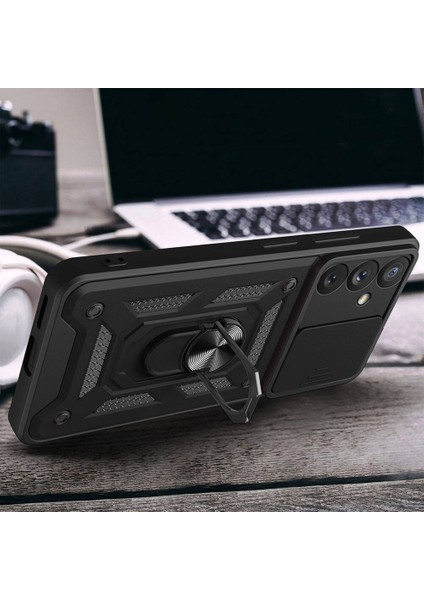Samsung Galaxy A54 Kılıf Magnetik Standlı Kamera Korumalı Zore Sürgülü Vega Kapak modelleri