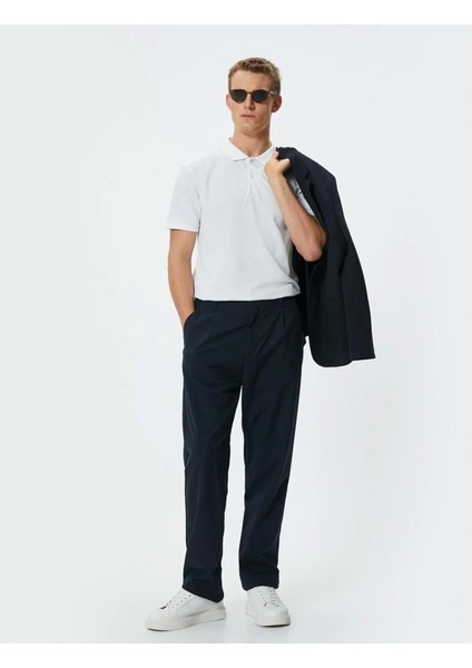 Polo Yaka Tişört Slim Fit Düğmeli Kısa Kollu - 4SAM10098MK - Koton - 4SAM10098MK - Beyaz - Xxl