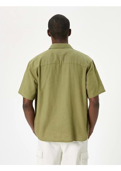 Yazlık Gömlek Kısa Kollu Klasik Yaka Düğmeli Pamuklu - Koton - 4SAM60034HW - Haki - S fiyatları