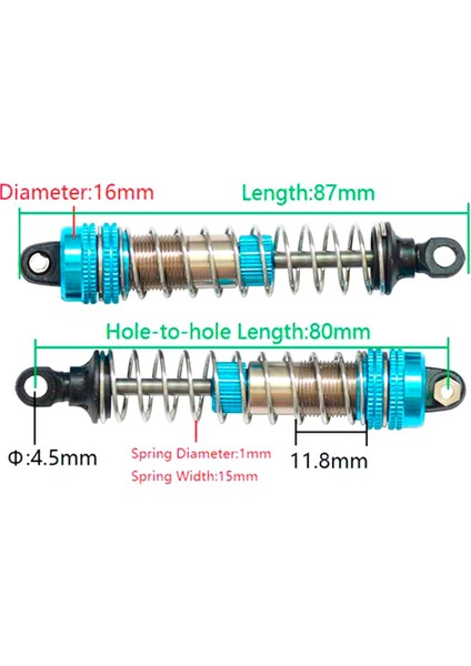 4 Adet Metal Amortisörler Damper Xlf X03 X04 X-03 X-04 1/10 Rc Araba Canavar Kamyon Yükseltme Parçaları Aksesuarları, Mavi (Yurt Dışından)