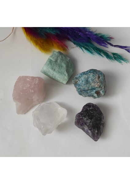 Candles Flame Kristal-Pembe Kuvars-Ametist-Akuamarin-Aventurin Doğal Taş Kütle (Yurt Dışından)