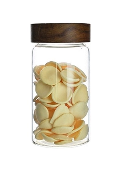 Ahşap Kapaklı Cam Hava Geçirmez Teneke Kutu Gıda Kabı Çay Kahve Çekirdekleri Mutfak Depolama Şişeri Kavanoz Mühürlü Tve Şeker Kavanozları B (Yurt Dışından)