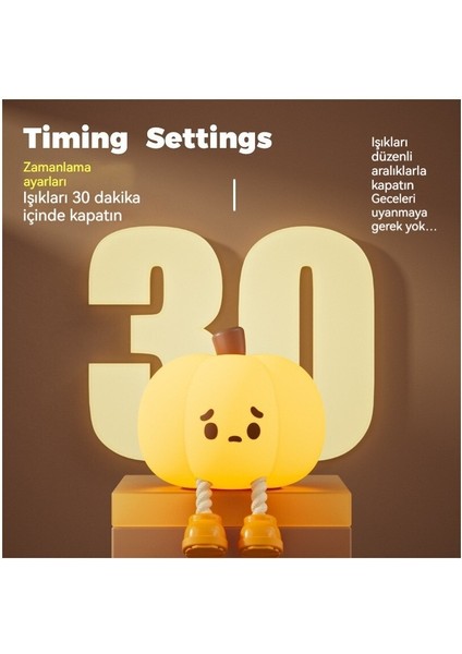 Balkabağı Silikon Gece Lambası Yatak Odası Uyku Lambası Başucu Pat Işıkları (Yurt Dışından)