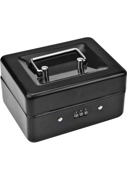 Kilitli Saklama Tepsili Dayanıklı Metal Para Kutusu - Şifri Kilitli Küçük Para Kutusu 15 x 12 x 7,7cm (Siyah) (Yurt Dışından)