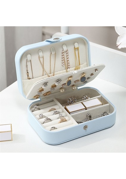 Çift Katmanlı Pu Takı Saklama Kutusu - Pembe (Yurt Dışından)