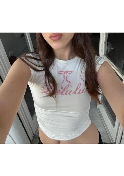 Slagon Baskılı Crop Bluz