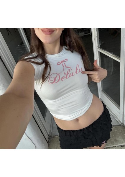 Slagon Baskılı Crop Bluz modelleri