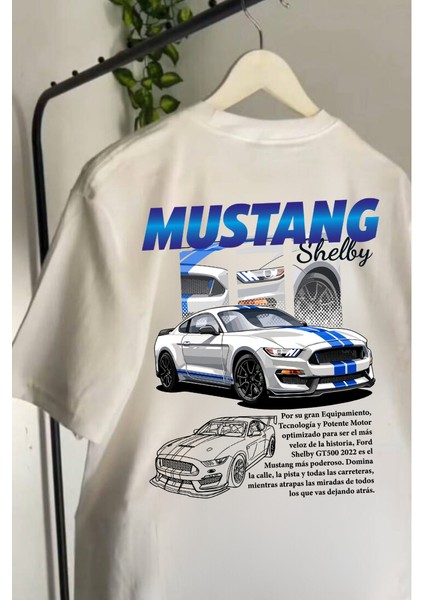 Ferrari & Mustang Retro Baskılı T-Shirt