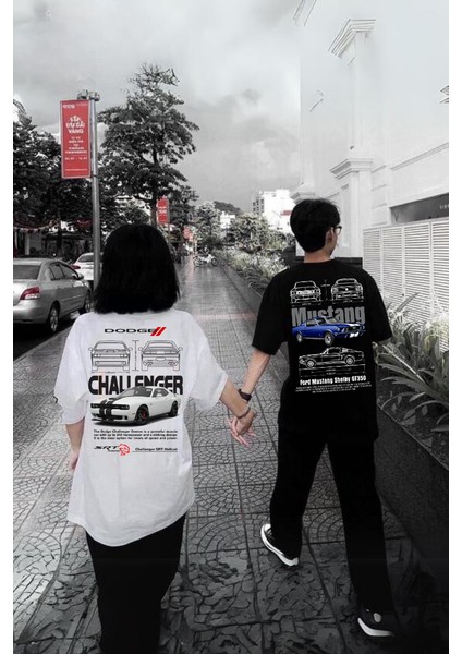 Dodge & Mustang Retro Baskılı T-Shirt