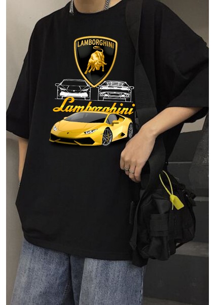 Lamborghini Retro Baskılı T-Shirt