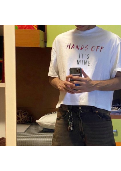 Hands Off It'S Mine Baskılı Beyaz T-Shirt
