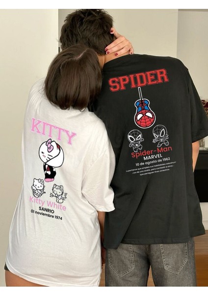 Spider & Hello Kitty Detail Oversize T-Shirt