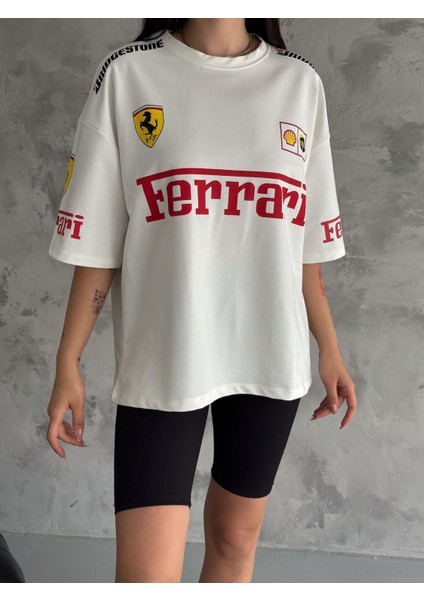 Touz Moda Extra Salaş Ferrari Baskılı  (Unisex) T-Shirt