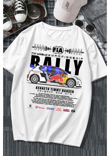 Rally Redbull Baskılı Beyaz T-Shirt