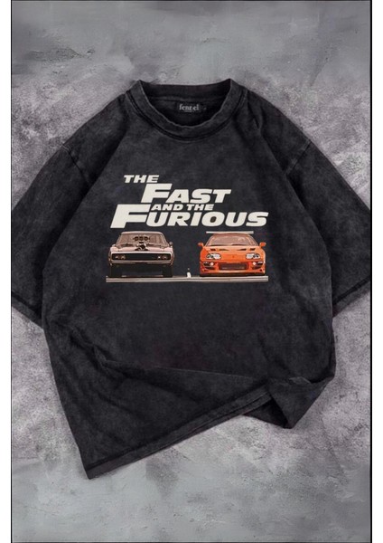 The Fast And The Furious Baskılı Oversize Vintage T-Shirt