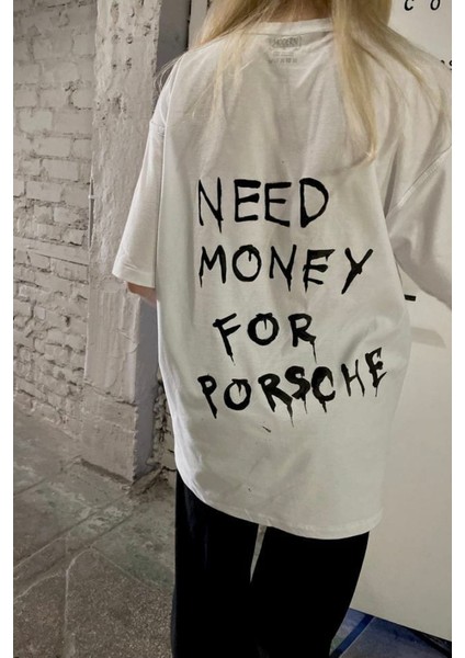 Need Money For Porsche Detail Oversize T-Shirt modelleri