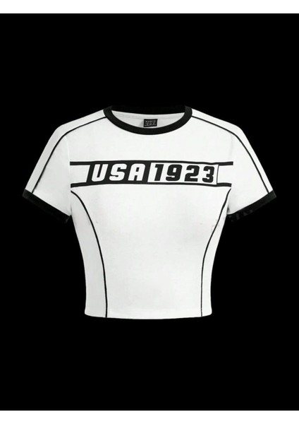 Usa Kısa Kollu Crop Bluz