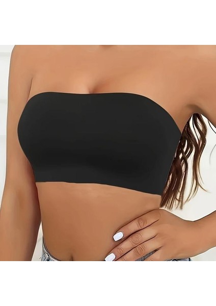 Siyah Likralı Pamuklu Penye Straplez modelleri