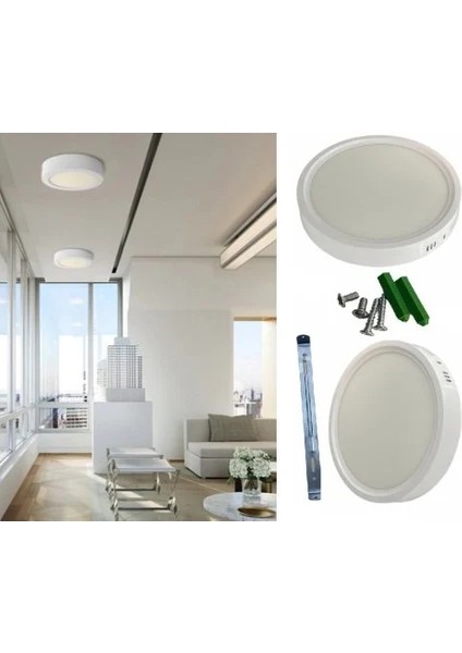 LED PANEL 18W SIVA ÜSTÜ (Beyaz Işık) Yuvarlak 6500K/1980 LÜMEN modelleri