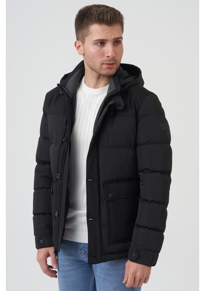 San Antonio 58167 Slim Fit Kapüşonlu Kaban Siyah fiyatları