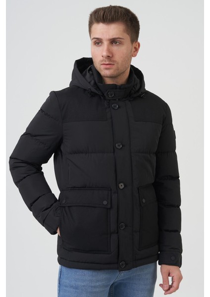 San Antonio 58167 Slim Fit Kapüşonlu Kaban Siyah indirimleri