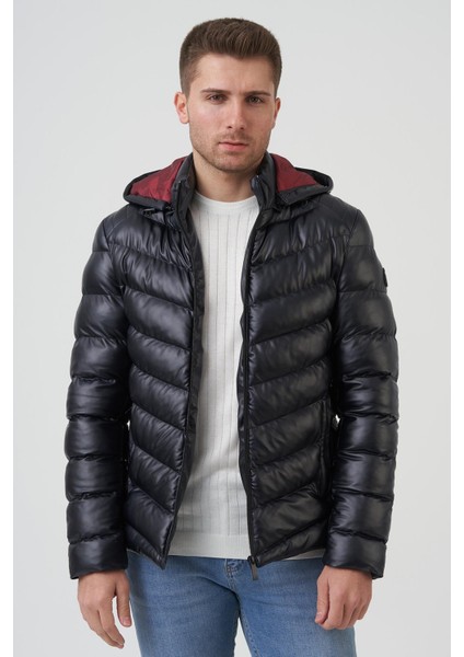 San Diego Slim Fit Kapüşonlu Kaban Siyah