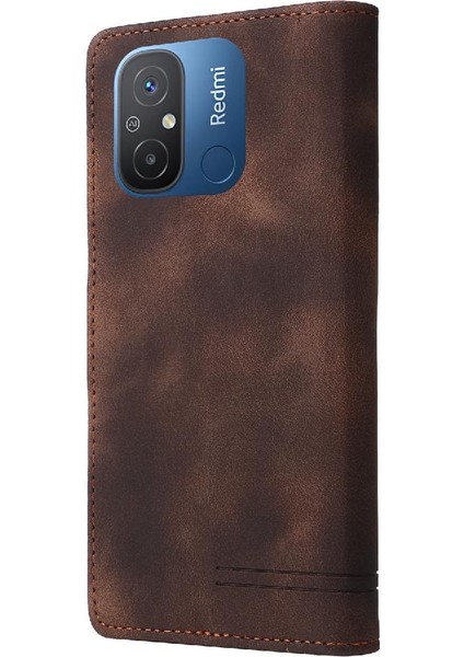 Xiaomi Redmi 12C Deri Kılıf Için Flip Case Darbeye Basit Iş (Yurt Dışından)