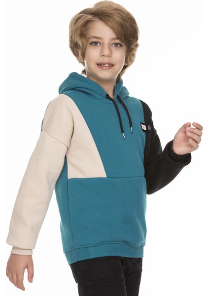 Kapüşonlu Parçalı 3 Ip Erkek Çocuk Sweatshirt Petrol fiyatları