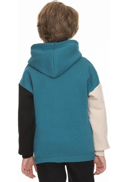 Kapüşonlu Parçalı 3 Ip Erkek Çocuk Sweatshirt Petrol fırsatları