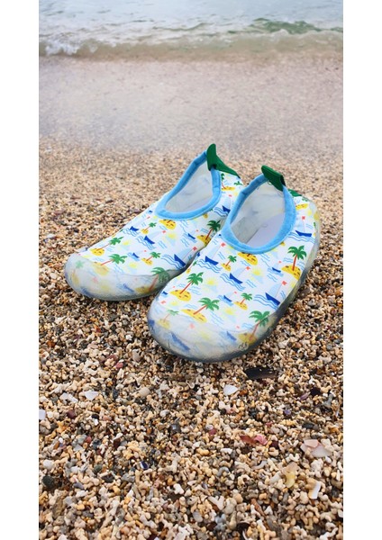 Yeşil Erkek Çocuk Kaydırmaz Taban Deniz AYAKKABISI-F-7020