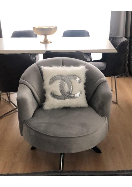 Peluş Kırlent Kılıfı - (Beyaz Peluş-Gümüş) fiyatları