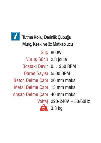 26MM Sds Plus Kırıcı Delici (800W)