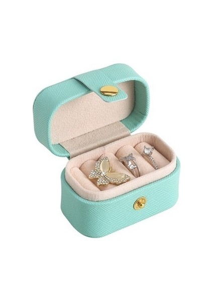 Mini Yüzük Kutusu Kız Taşınabilir Mücevher Kutusu Pu Deri Küpe Yüzük Takı Saklama Kutusu (Yurt Dışından)