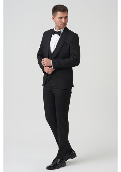 Houston D2404 Slim Fit 6 Drop Damatlık Takım Elbise Siyah fiyatları