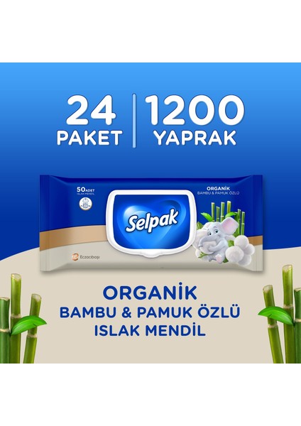 ® Organik Bambu Ve Organik Pamuk Özlü Islak Mendil 12'Li 600 Yaprak fiyatları