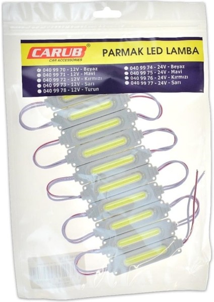 Carub Parmak Beyaz LED Lamba Dikdörtgen Camlı (10 Adet) 12V